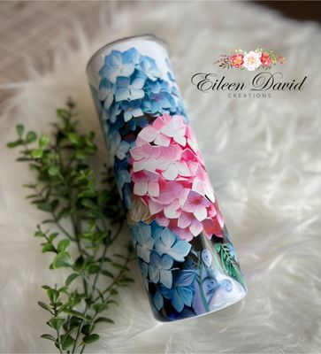 3D Hydrangea 20 oz Sublimated Tumbler