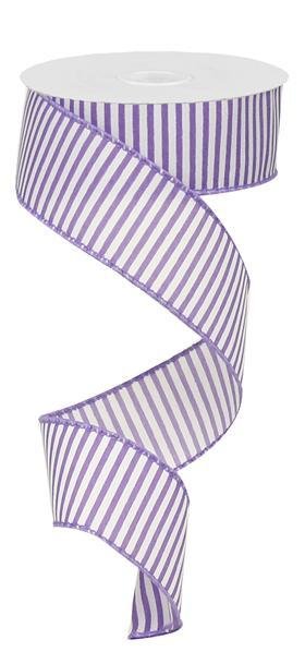 Purple/White - Horizontal Lines Wired Ribbon