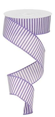 Purple/White - Horizontal Lines Wired Ribbon