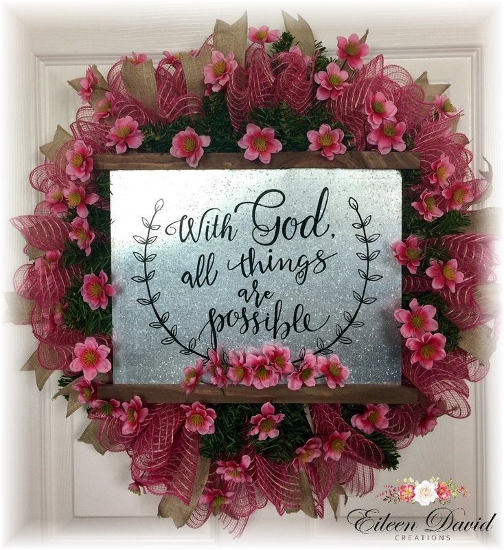 Beautiful Wreath featuring Inspirational Sign