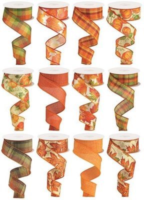 Fall Assortment - 12 Assorted Styles Wired Ribbon