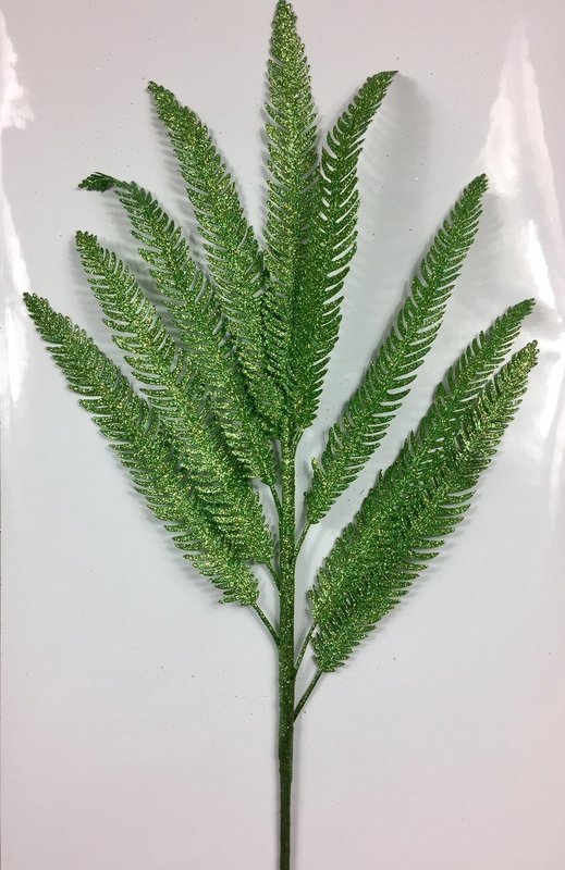 28&quot; tall Glittered Feather Fern Stem