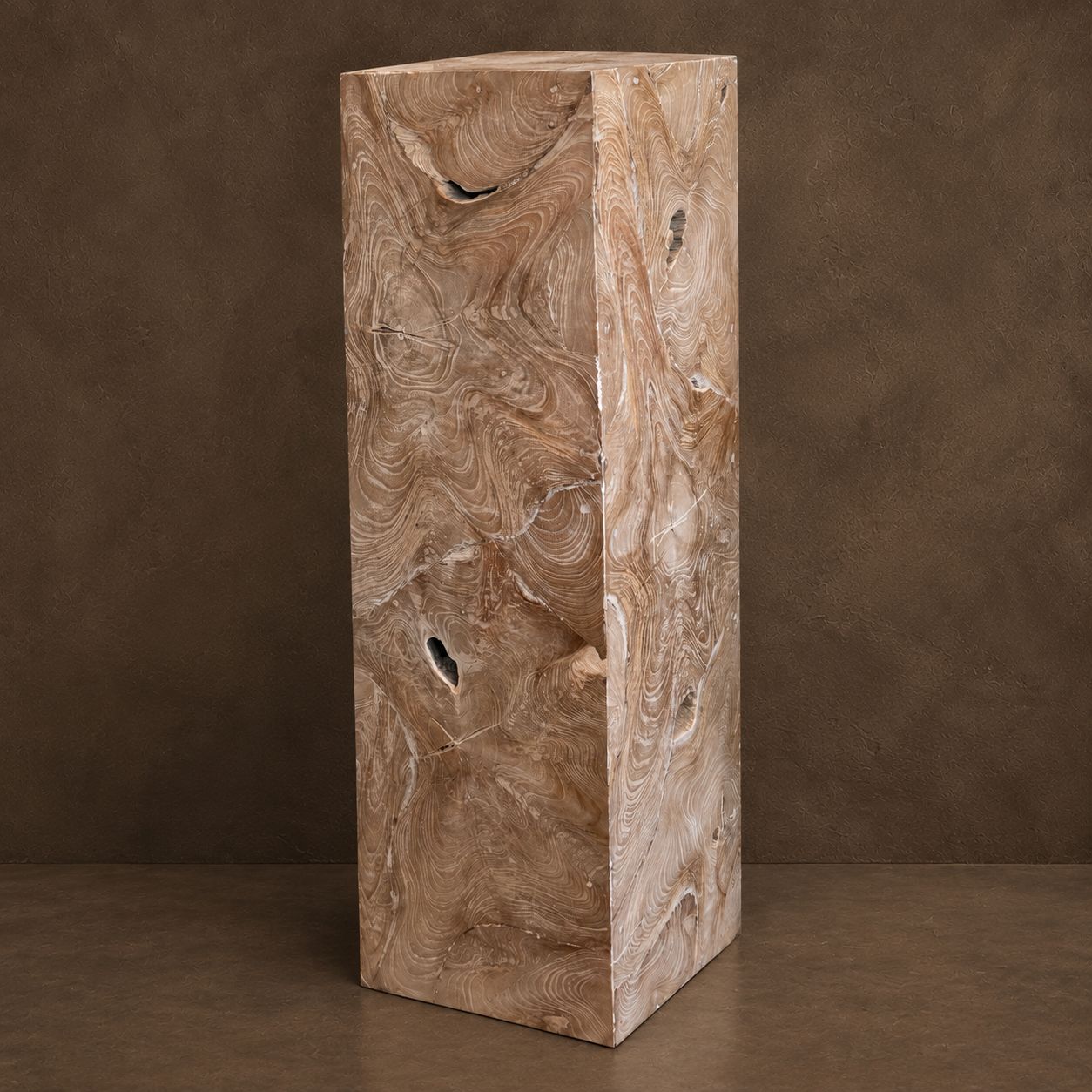 "Light" Teak Cube Pedestal