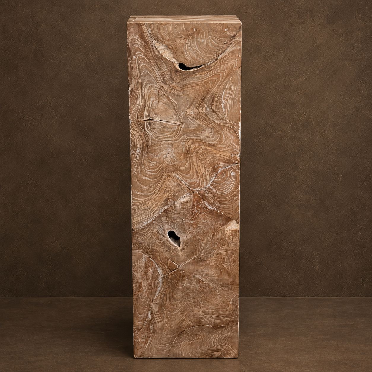"Light" Teak Cube Pedestal