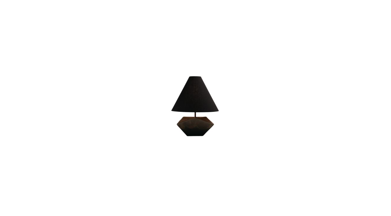Ceramic "Summit" Lamp in Charcoal with Black Linen Shade by Brooklyn NY Artisan