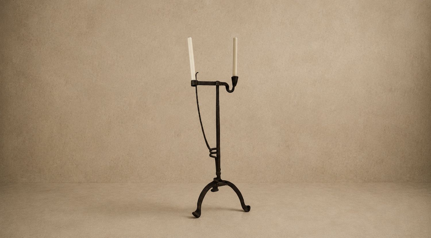 Custom Hand Forged Iron Candlestick with "Lever" Detail