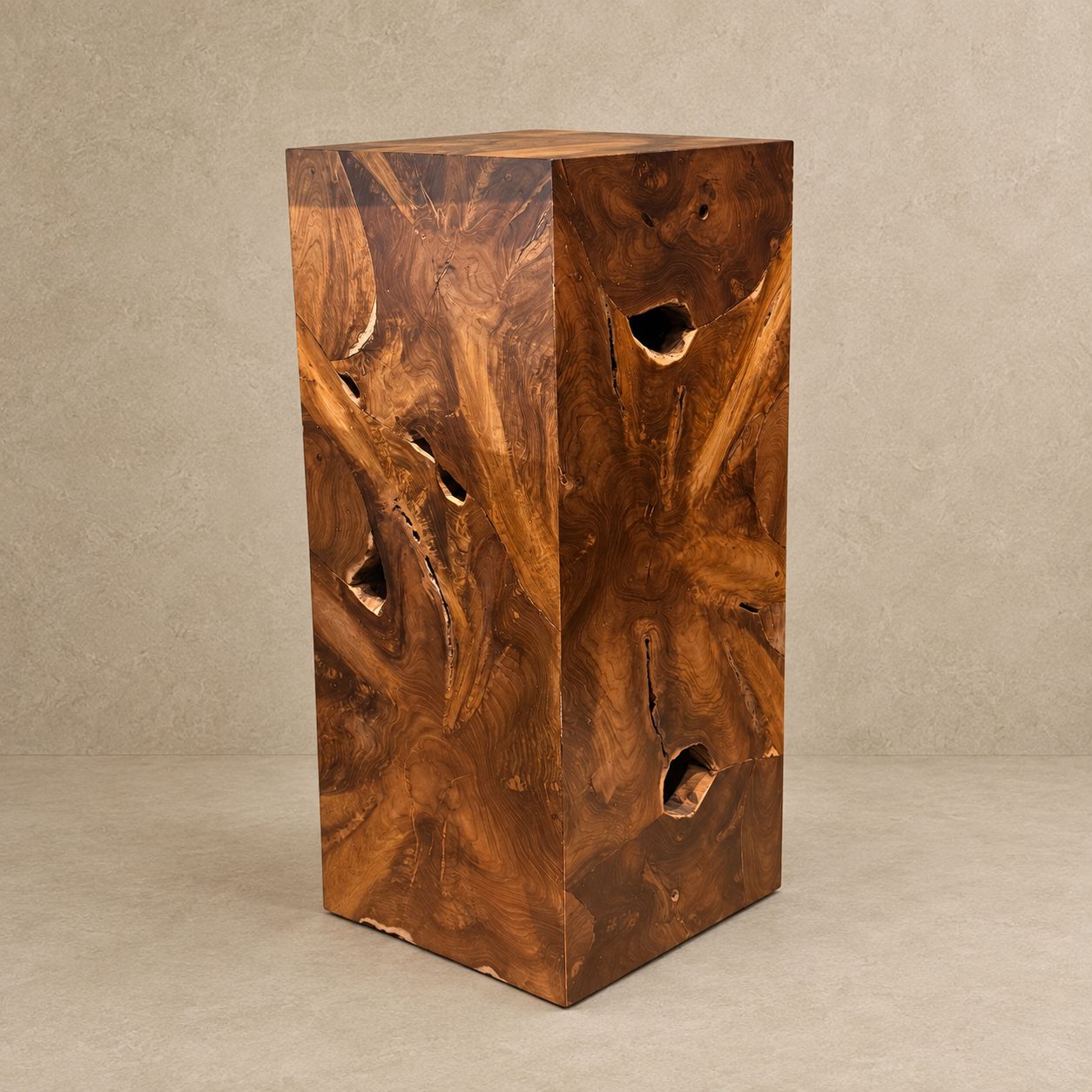 Dark Teak Cube Pedestal