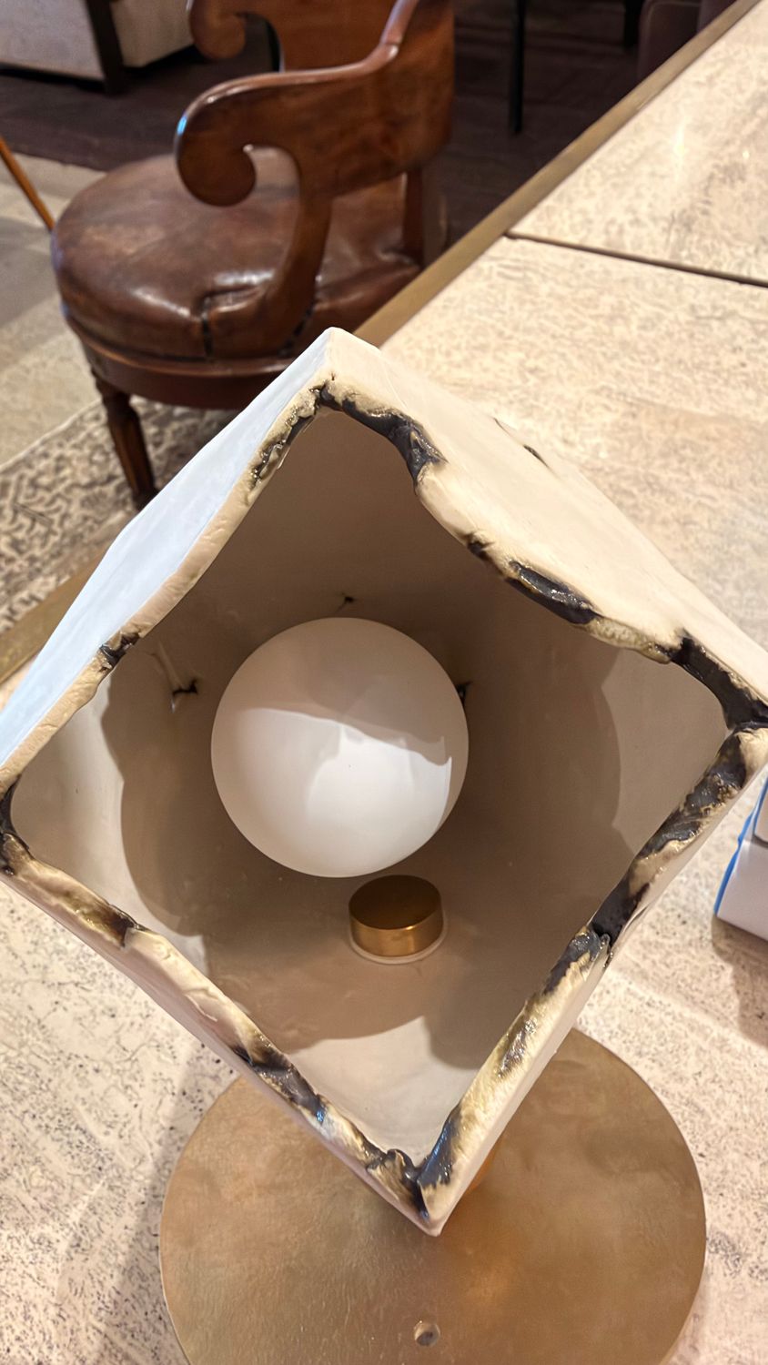 Pair of Ceramic "Relic" Spotlight Sconce in Porcelain Burnout Finish by Brooklyn NY Artisan