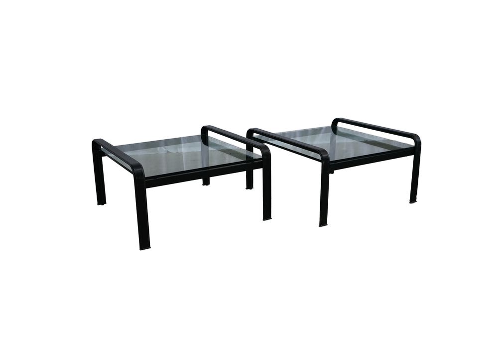 Leather Wrapped Square Coffee Table with Thick Glass, 1970's, Matteo Grassi, 32" x 32" x 17"