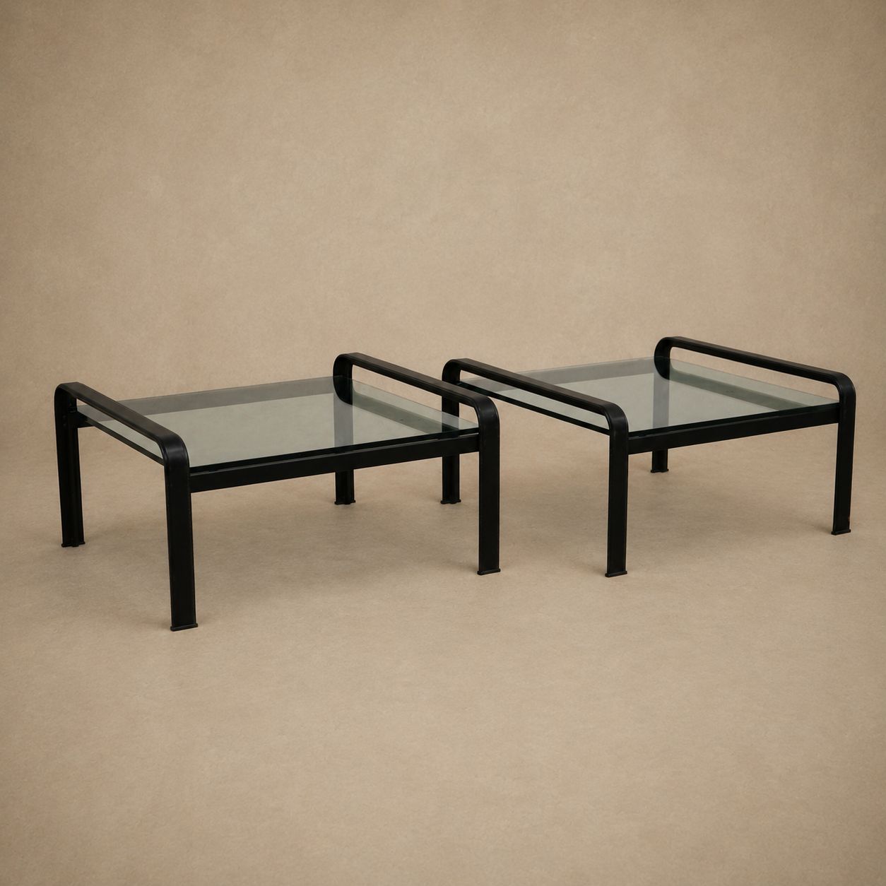 Leather Wrapped Square Coffee Table with Thick Glass, 1970's, Matteo Grassi