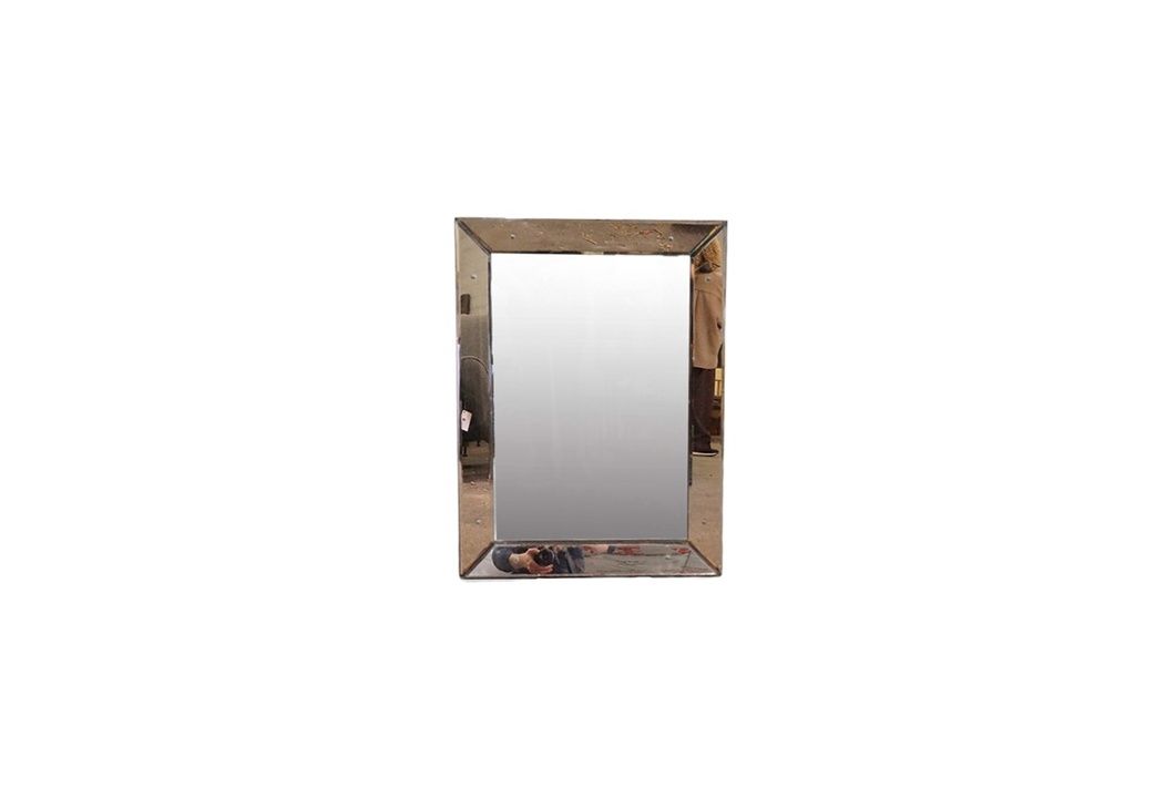 Salmon Colored Glass Framed Mirror, 1950's