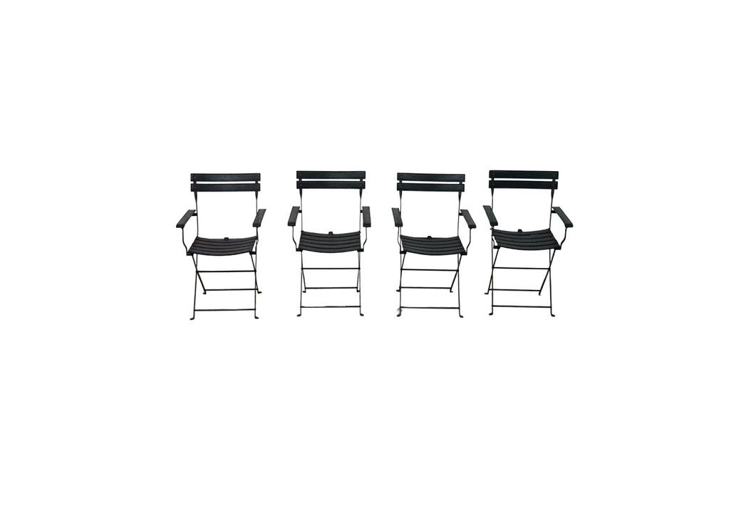 Black Leather and Metal Armchair in the Style of Jacques Adnet