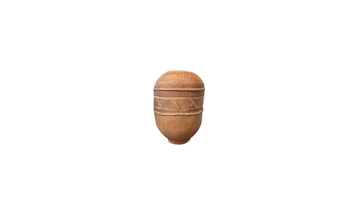 Large Hand Etched African Clay Jar