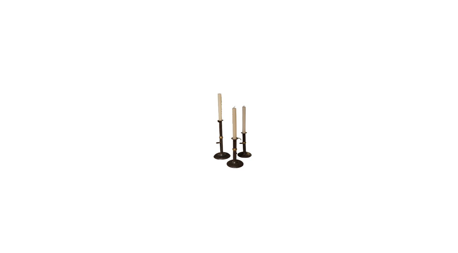 Set of 3 Very Old English Candlesticks