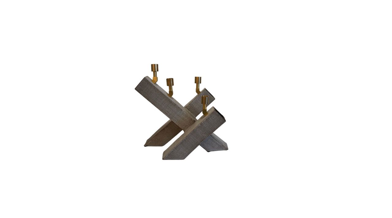 Ceramic "Spark" Candelabra with Brass Accents by Brooklyn NY Artisan