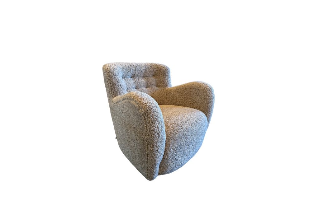 New Camel Faux Shearling Danish Style Armchair in the Style of Flemming Lassen
