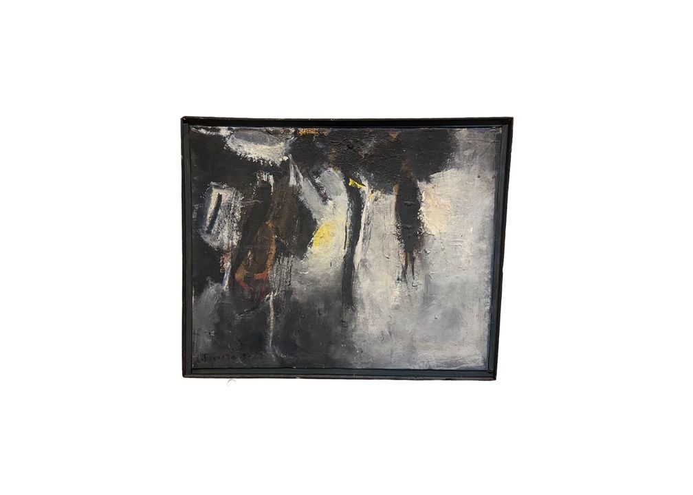 Vintage Abstract Art, Oil on Canvas, Framed, Unsigned
