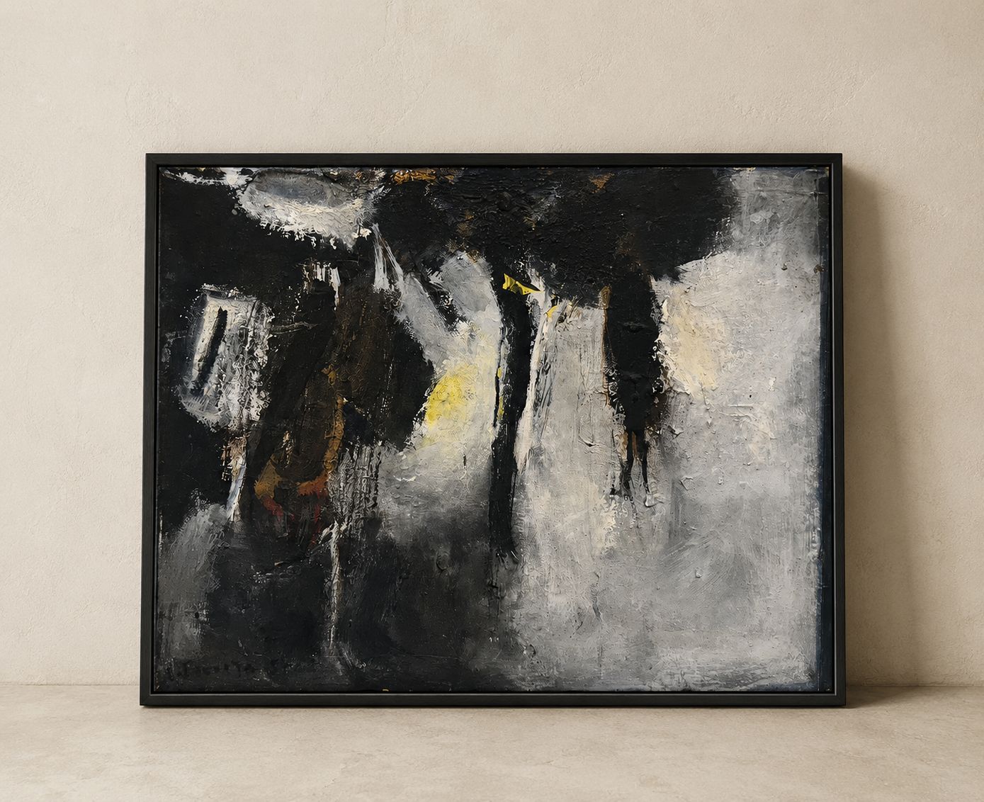 Vintage Abstract Art, Oil on Canvas, Framed, Unsigned