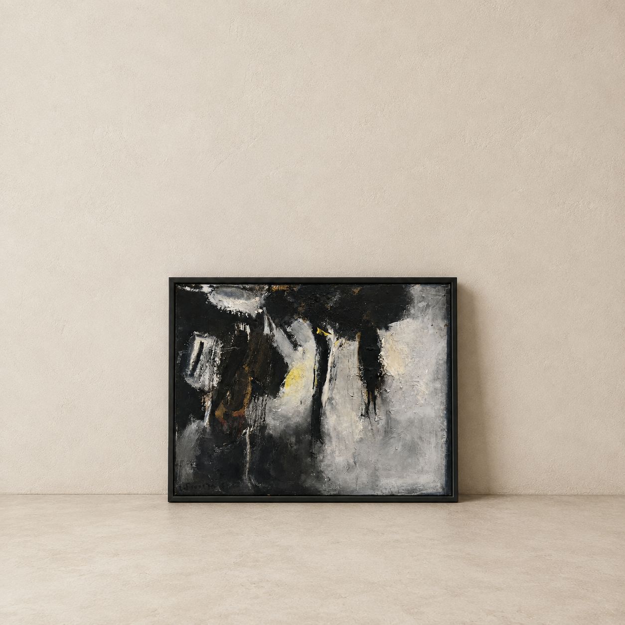 Vintage Abstract Art, Oil on Canvas, Framed, Unsigned