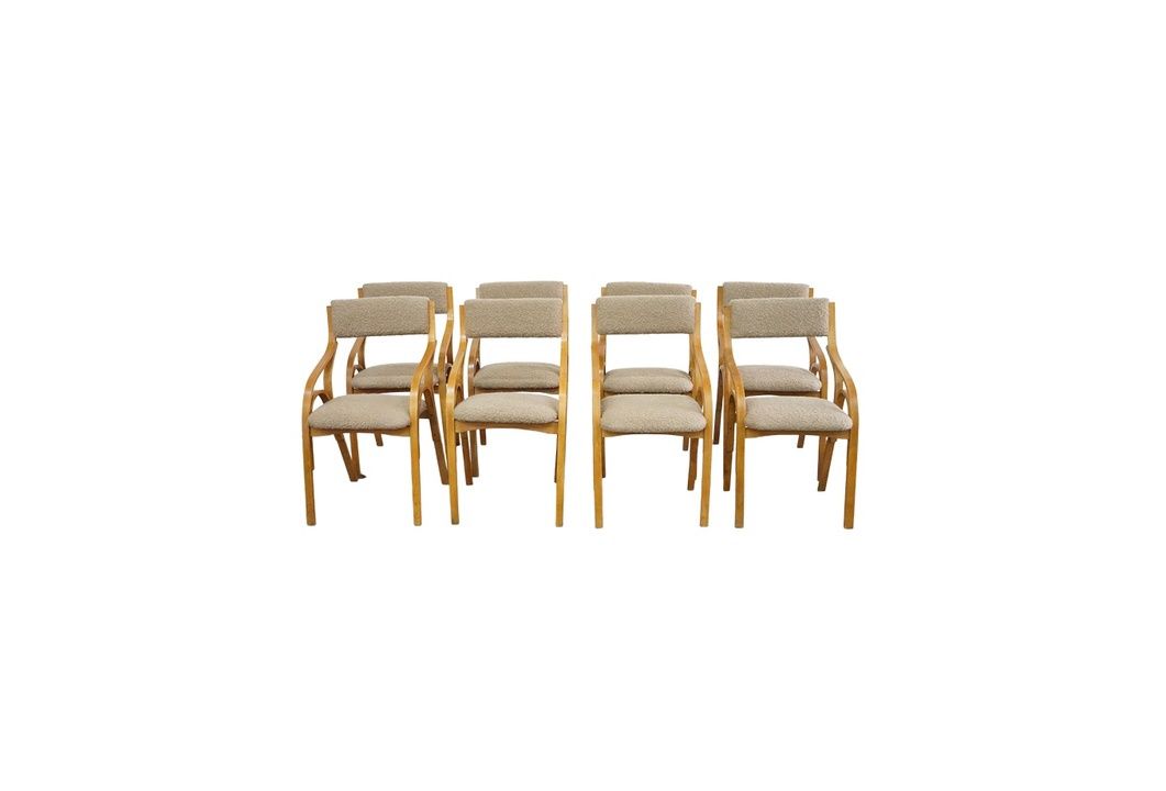 Bentwood Frame Chair Newly Recovered in Neutral Boucle Fabric