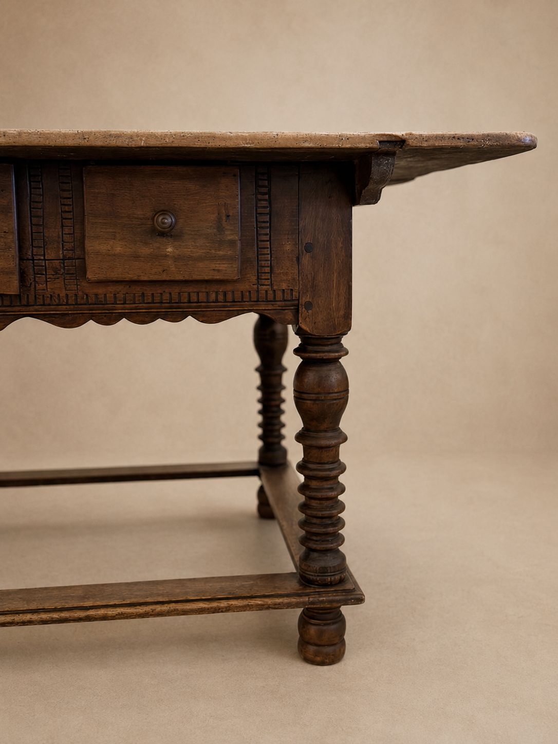17th Century Trestle Base Walnut Work Table with Drawers, 1680's, France