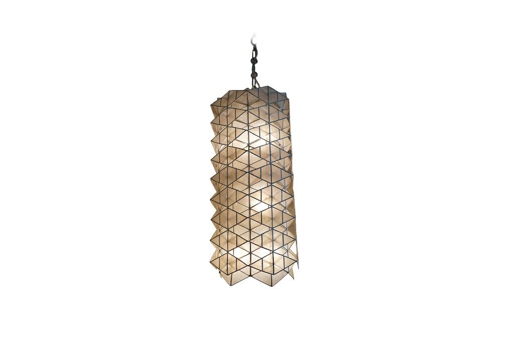 Metal Geometric Pendant with Capiz Shell, Hand Assembled, Philippines