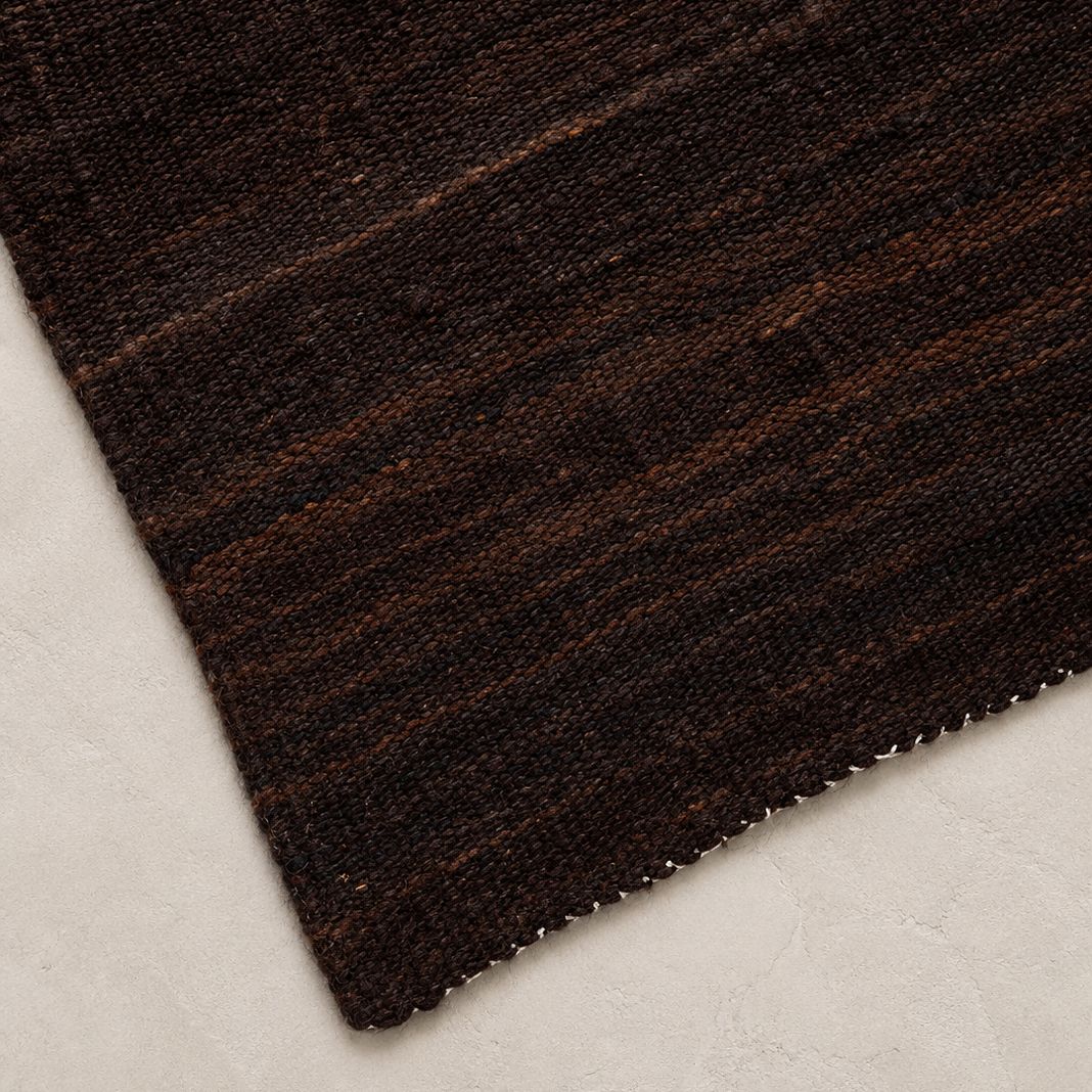 Hand Spun, Hand Dyed Sheep Wool Rug in Chocolate Color from Argentina, 12' x 9'