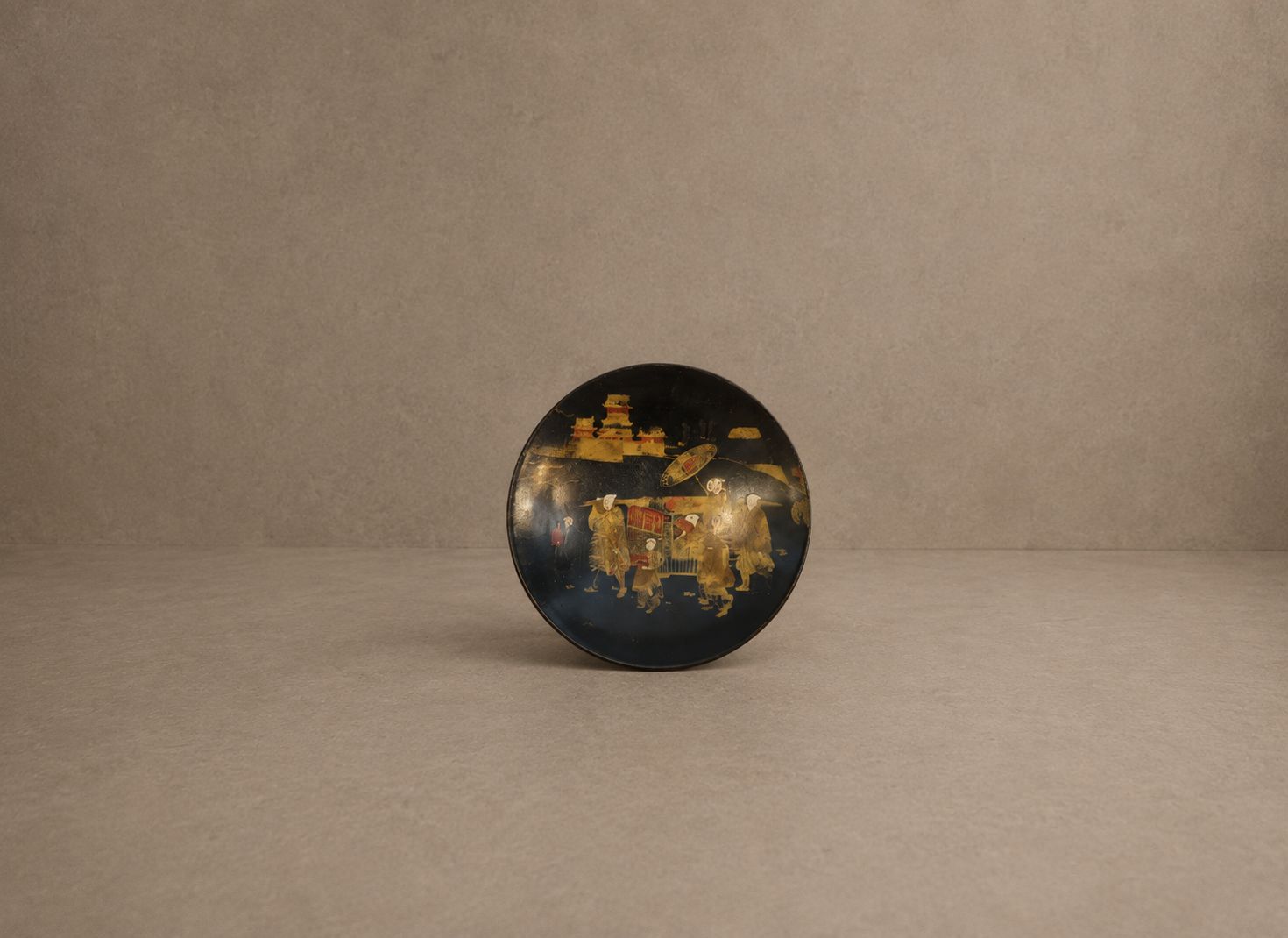Lacquered Chinoiserie Plate, c.1920