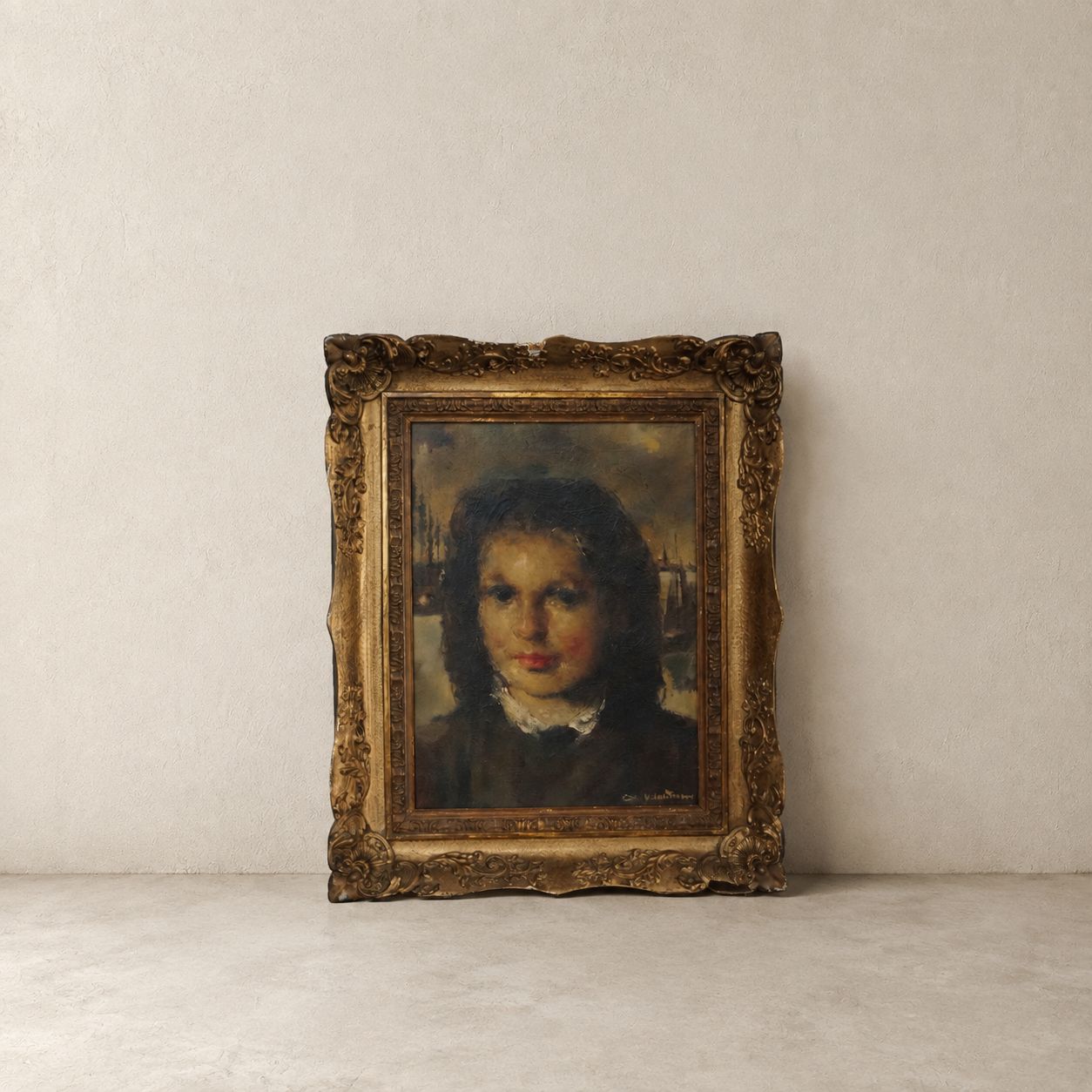 Vintage Framed Portrait of a French Woman