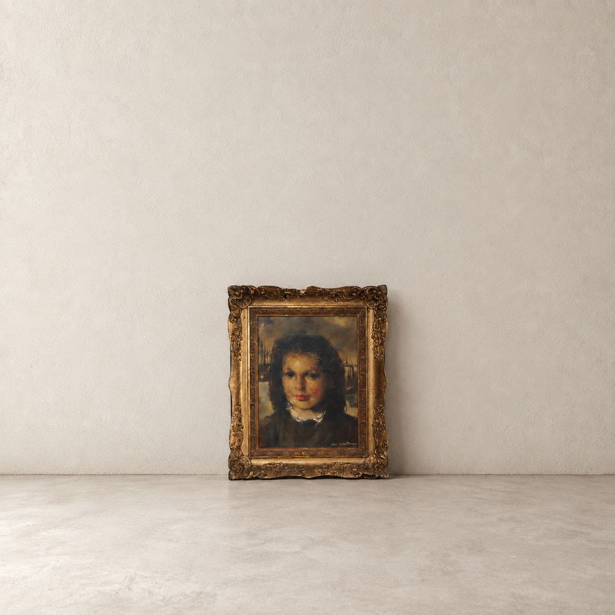 Vintage Framed Portrait of a French Woman