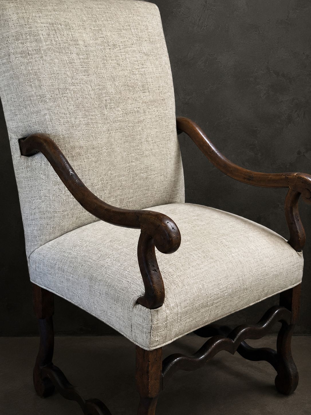 Antique French Mutton Armchair, Newly Recovered, Provence, France