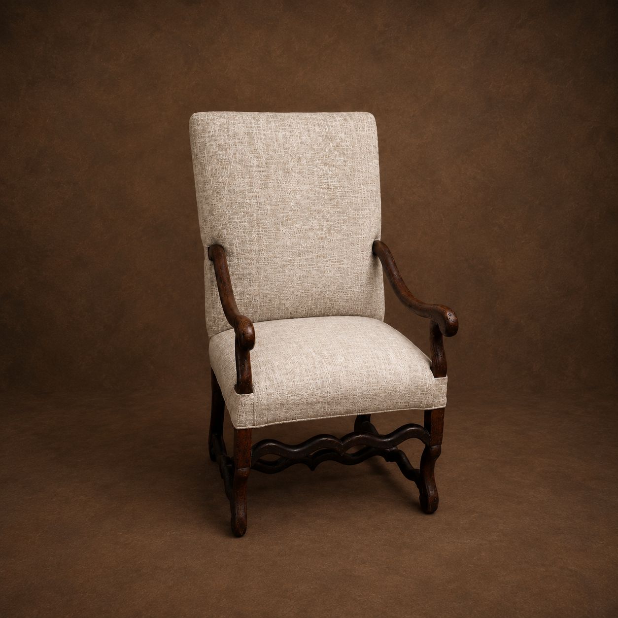 Antique French Mutton Armchair, Newly Recovered, Provence, France