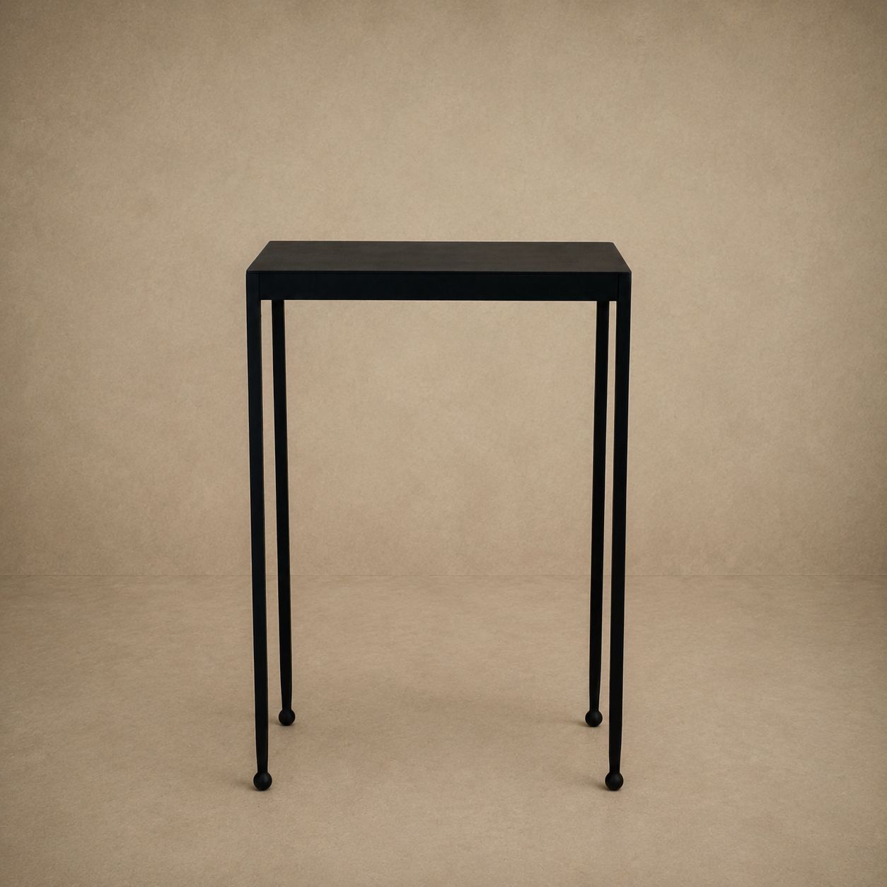 Custom Hand Forged Iron Side Table with Ball Feet
