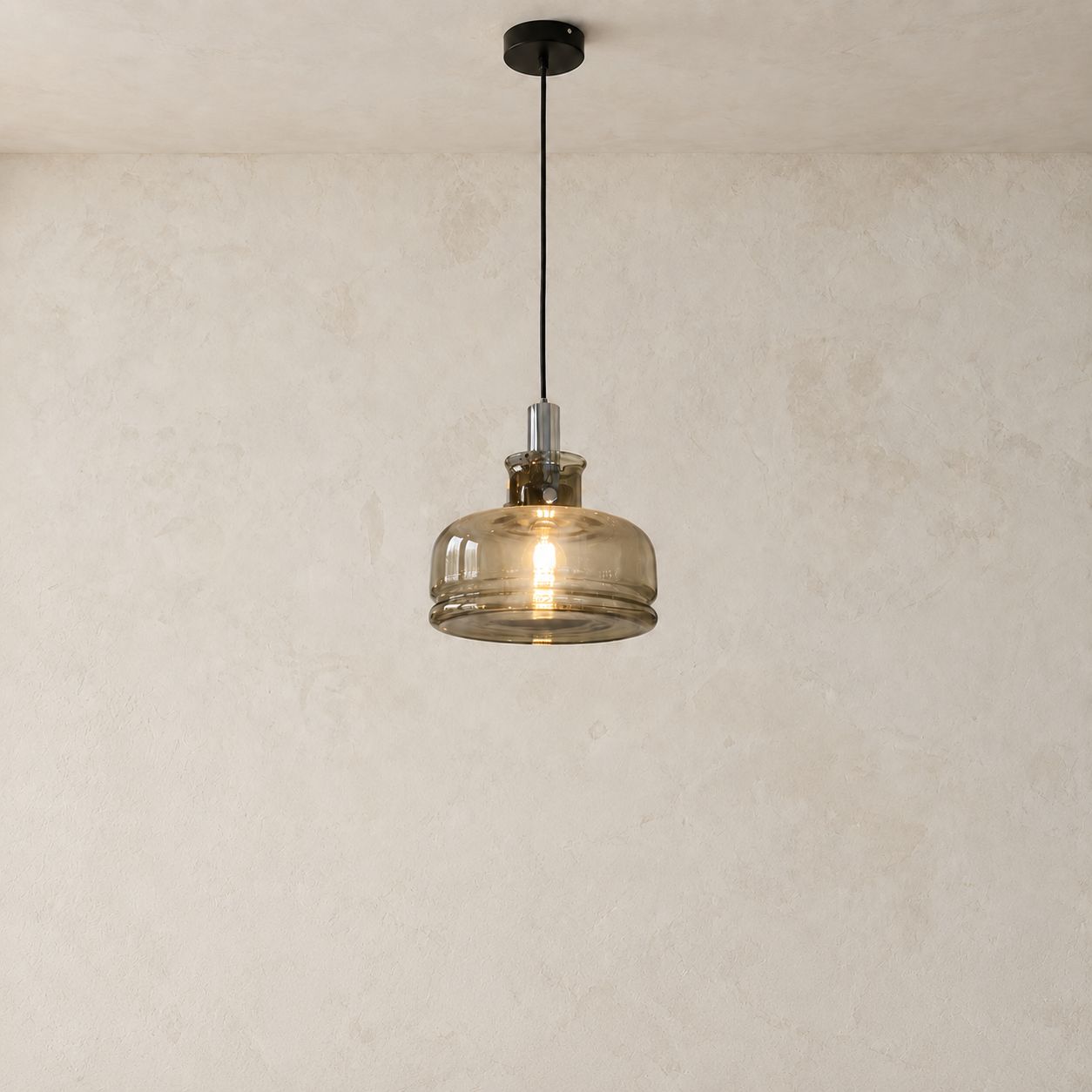1970's Smoked Glass Pendant