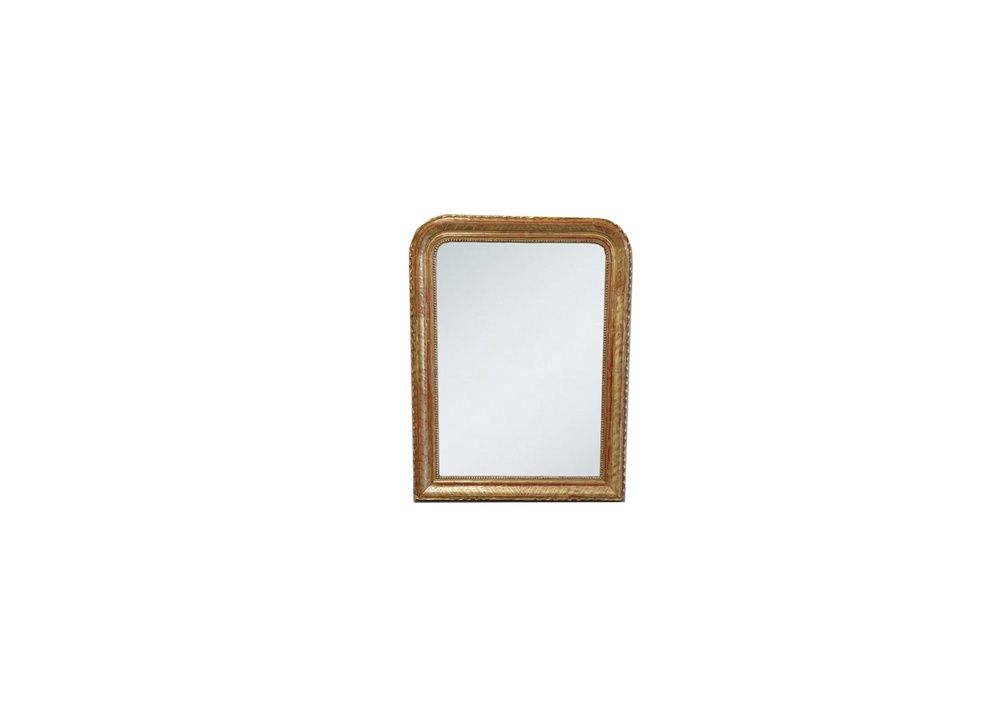 19th Century Large Gilded Louis Philippe Mirror with Scalloped Edge, France
