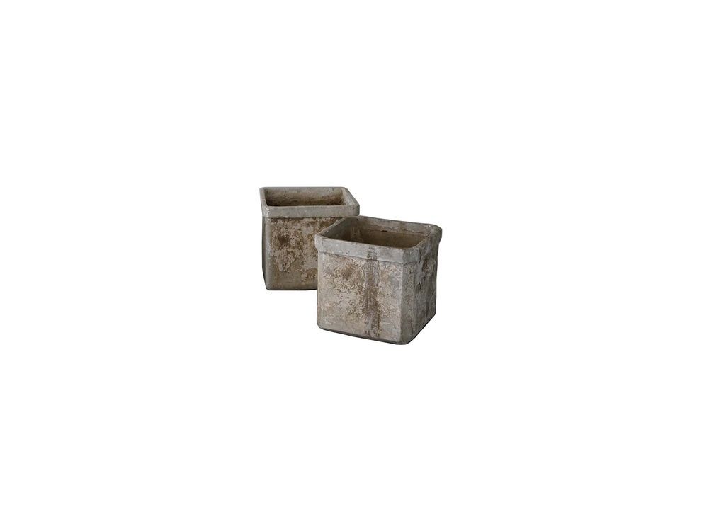 Mid-Century Square Cast Stone Planter, Belgium