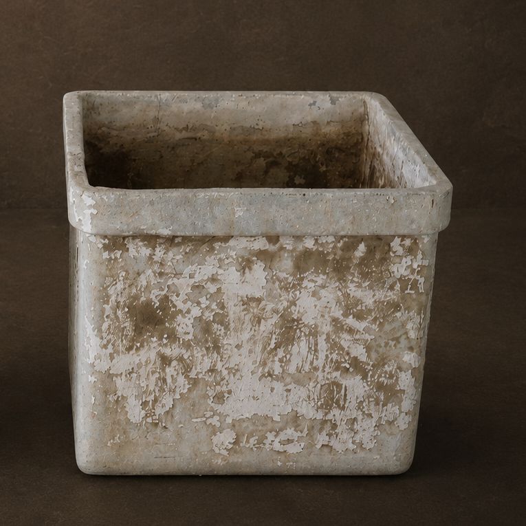 Mid-Century Square Cast Stone Planter, Belgium