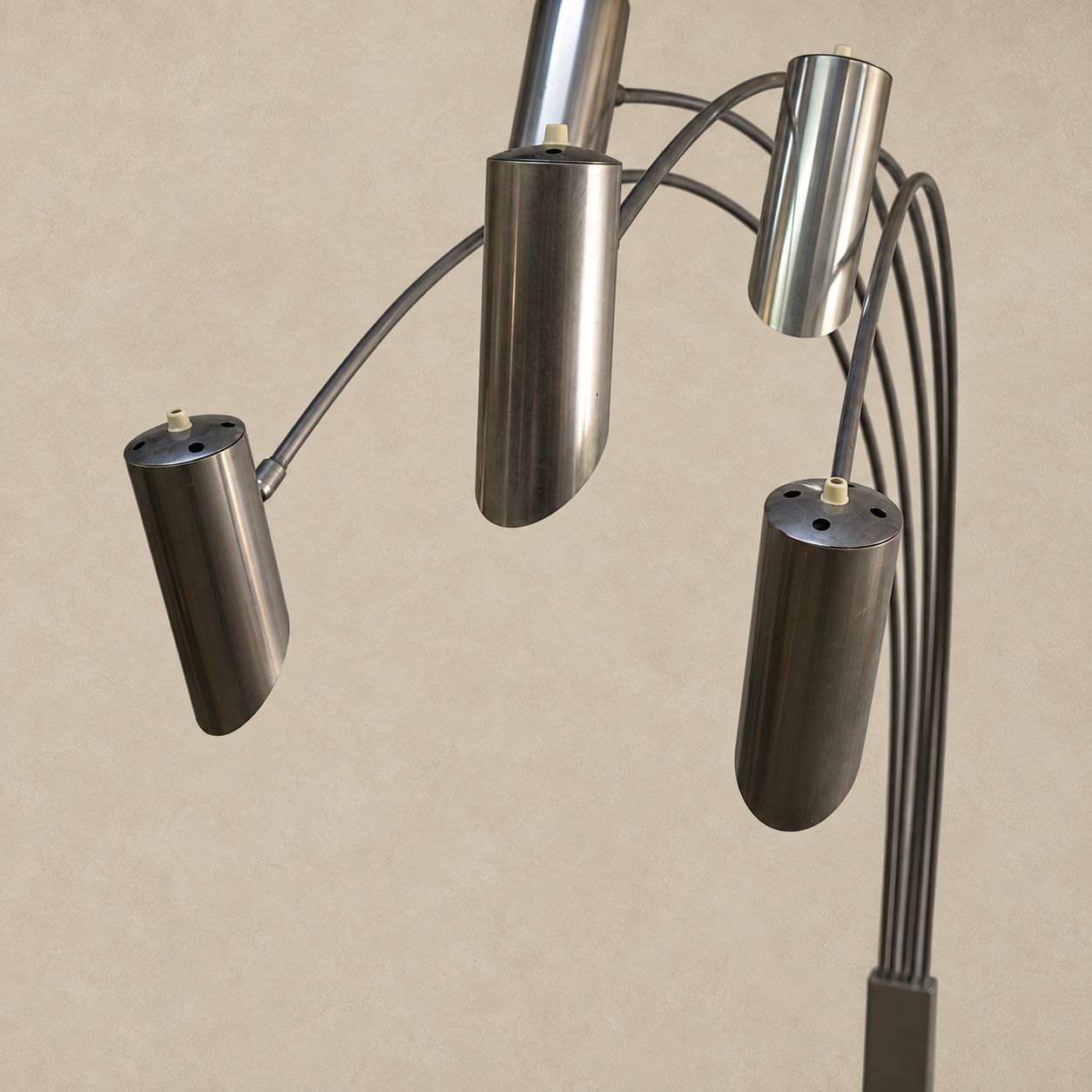 Chrome &amp; Travertine Floor Lamp