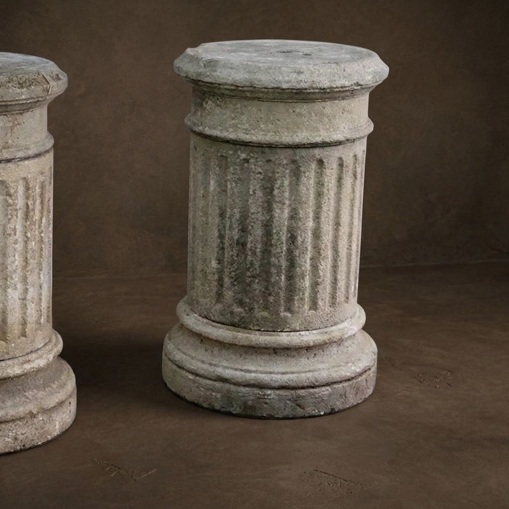 Pair of Fluted Stone Column
