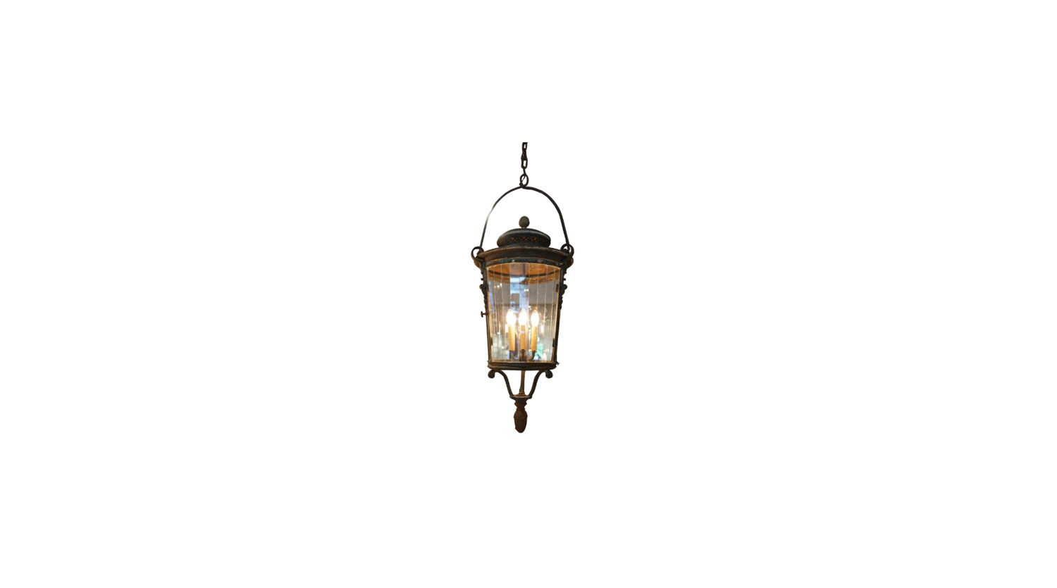 Brass and Copper Lantern with Round Yoke