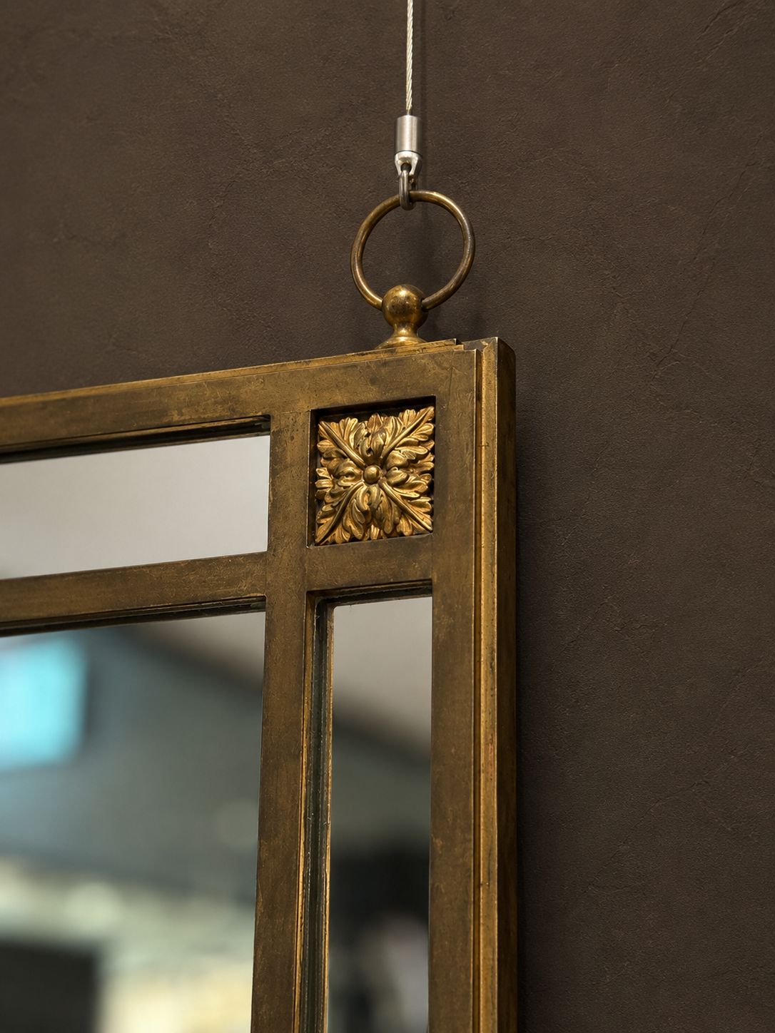 Bronze and Brass Mirror with Integrated Articulating Sconces