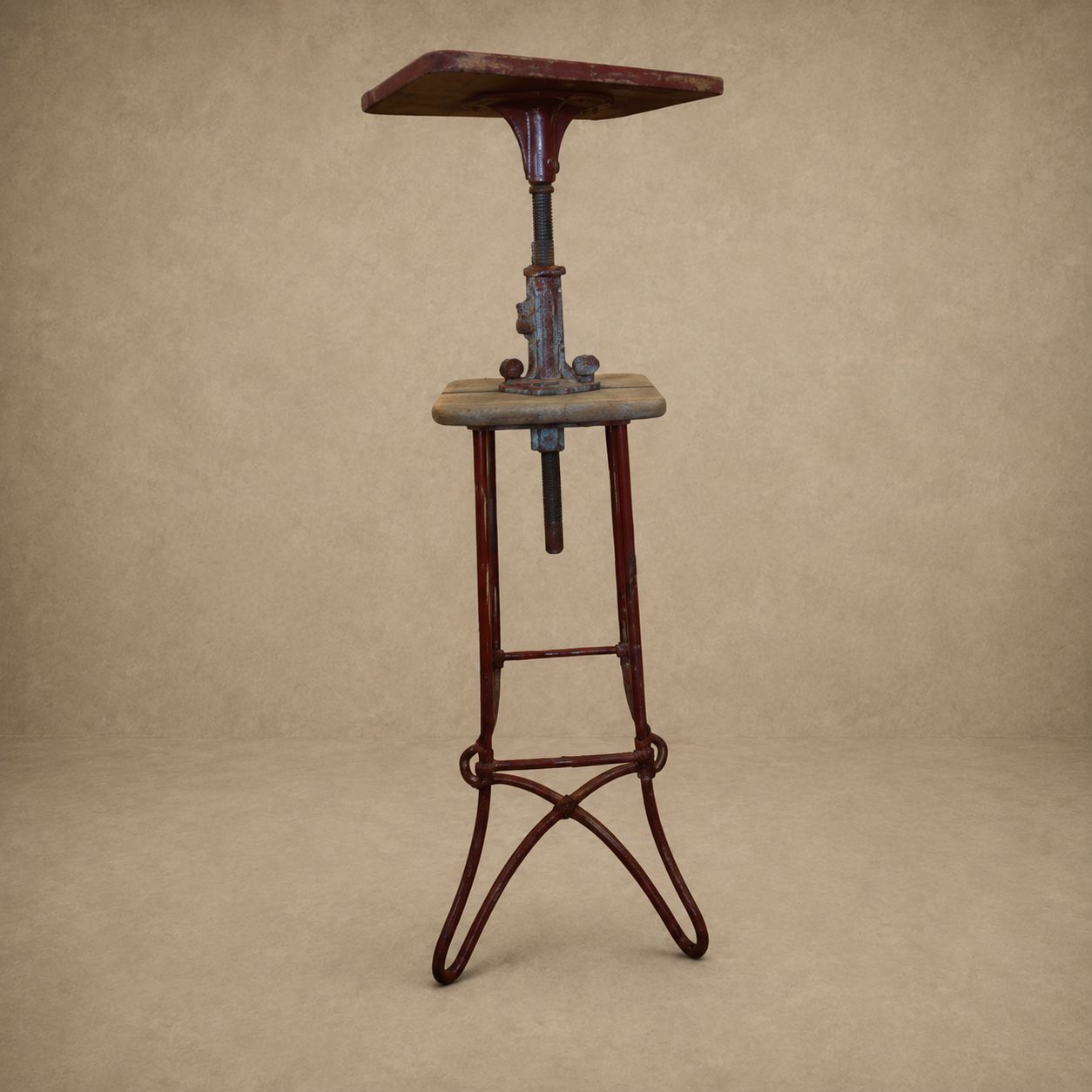 Metal and Wood Sculpture Stand