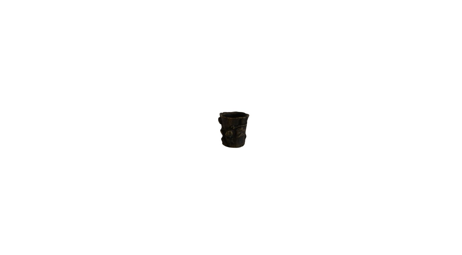 Petite Faux Bois Brass Vase with Details
