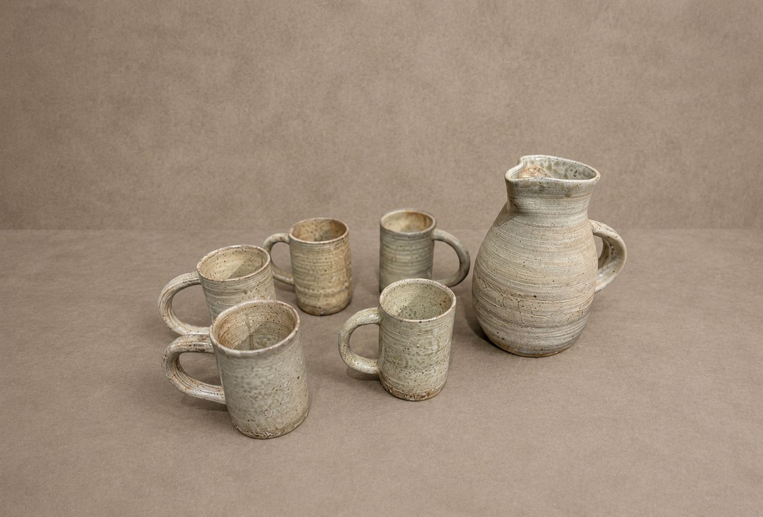 Handmade Pottery Set, Pitcher &amp; 5 Cups
