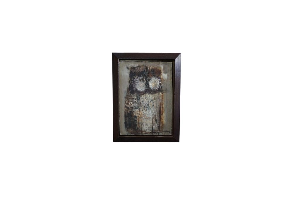Oil Painting of an Owl, on Canvas with Wood Frame, Signed M. Masuda, 17" x 22 3/4"