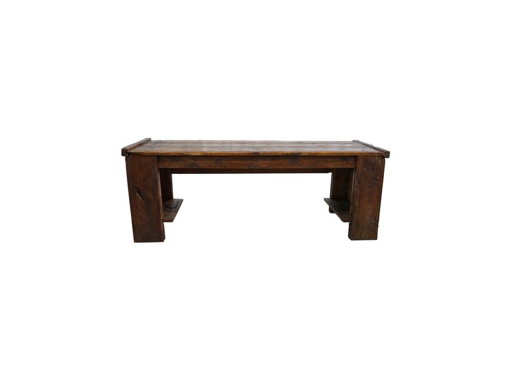 18th Century Italian Mountain Pine Desk/Console Converted from Old Trunk, 86 14" x 33" x 30 3/4"