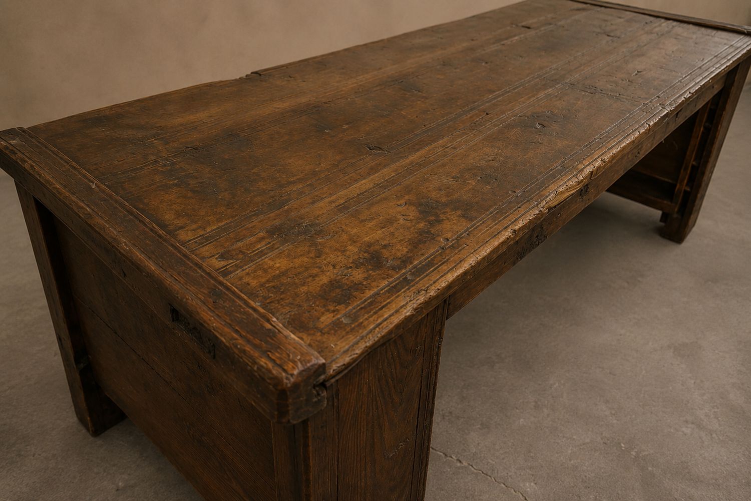 18th Century Italian Mountain Pine Desk/Console Converted from Old Trunk
