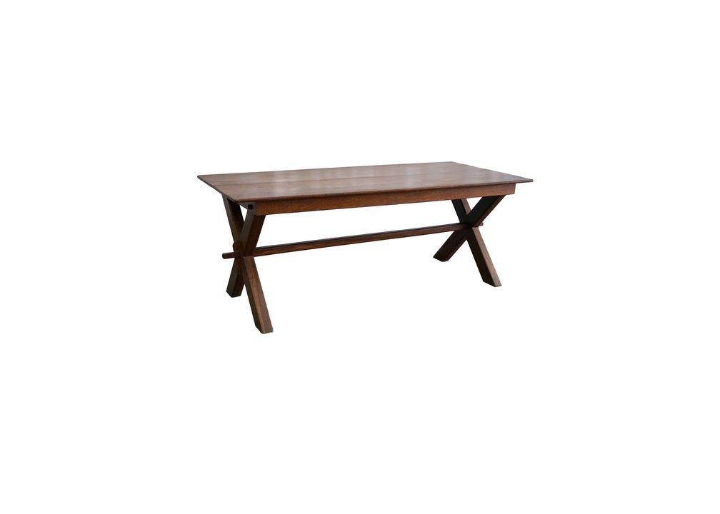 Wood Trestle Dining Table by I.M. Soares LTDA, Made in Brazil, 77 3/4" x 33" x 29 1/2"