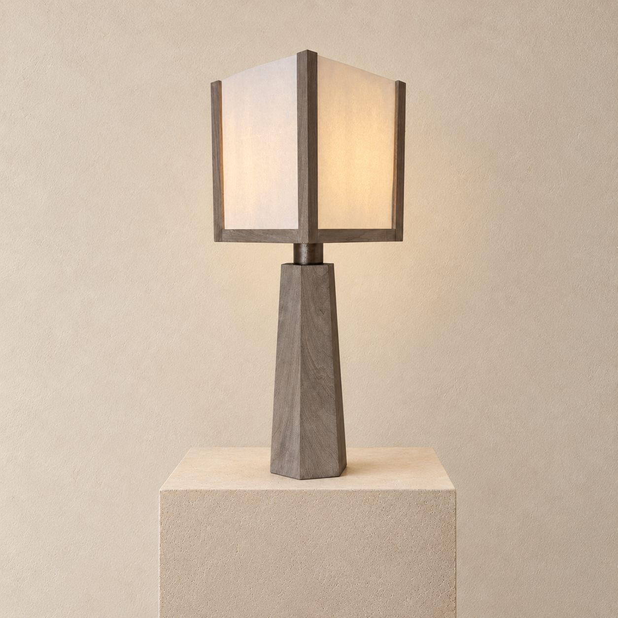 Modern Wooden Lamp with Paper Shade