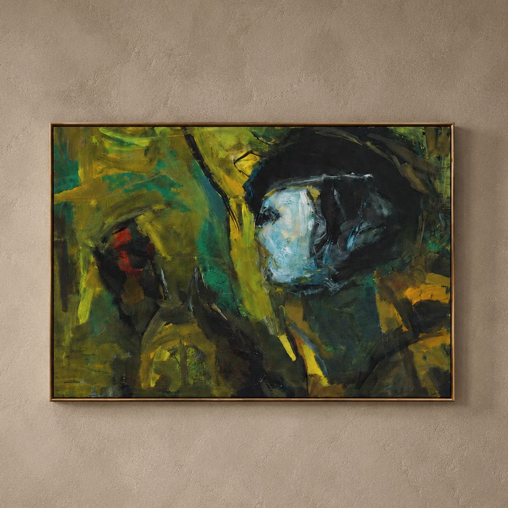 Abstract Art Depicting French Revolutionary Woman in Beret Holding Rose, c.1950's